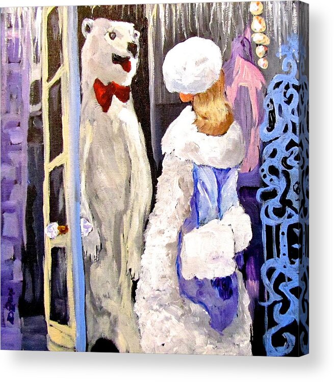 Girl Acrylic Print featuring the painting Come in and Get Out of the Cold by Barbara O'Toole