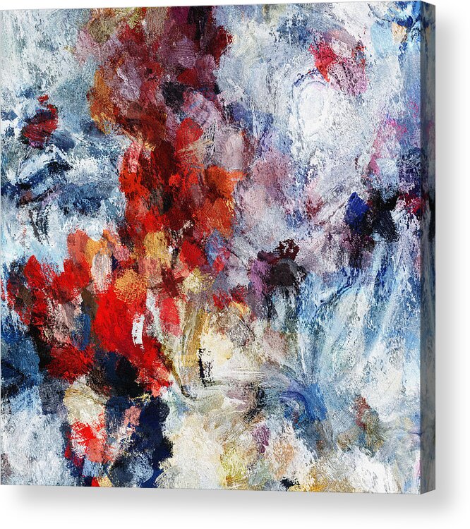 Abstract Acrylic Print featuring the painting Contemporary Abstract Painting in Red / Orange Tones by Inspirowl Design