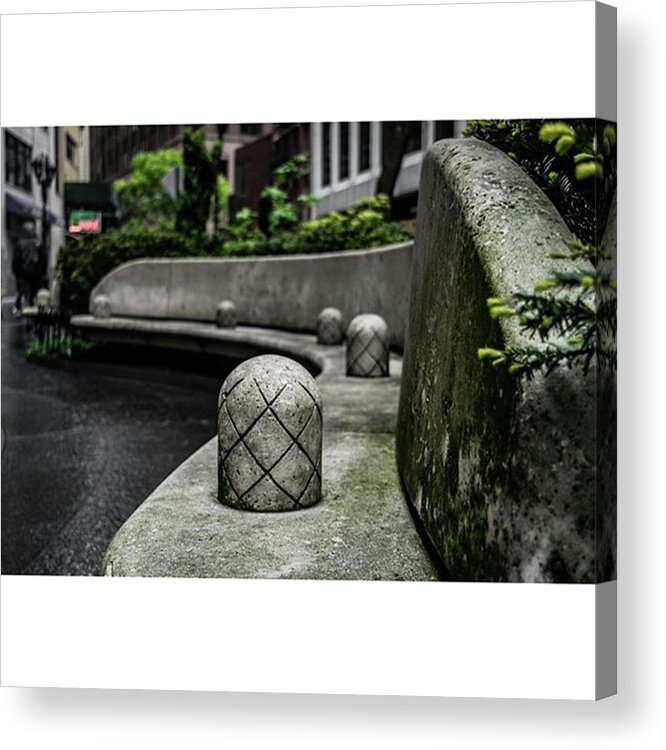 Nycprimeshot Acrylic Print featuring the photograph Cool Stone Bench. #nyc #nikon by AJS Photography