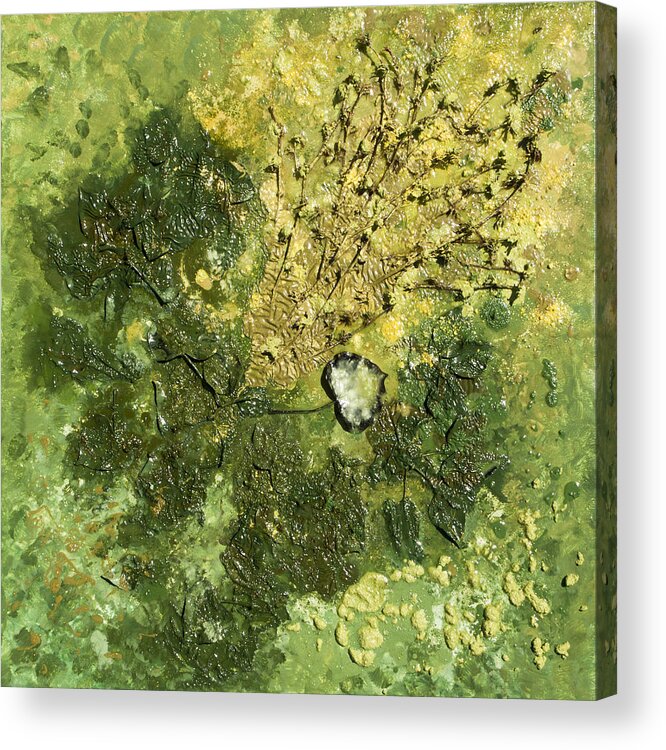 Lyrical Abstraction Acrylic Print featuring the painting Cor Viride - Green Heart by Sora Neva