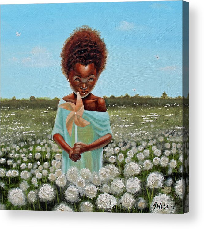 Cotton Acrylic Print featuring the painting Cotton grass by Jerome White