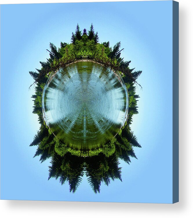 Blue Acrylic Print featuring the photograph Cottonwood Creek Mirrored Stereographic Projection by K Bradley Washburn