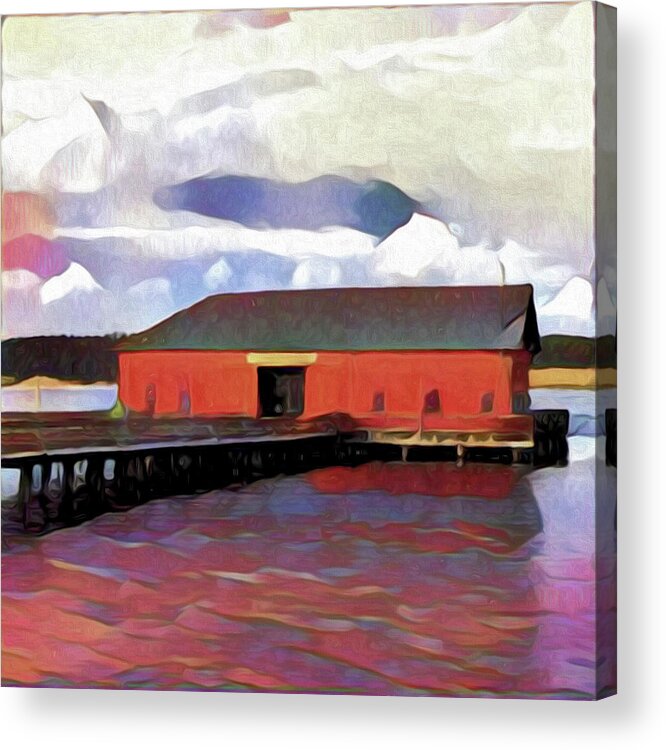 Whidbey Acrylic Print featuring the photograph Coupeville Wharf Painterly Effect by Carol Leigh