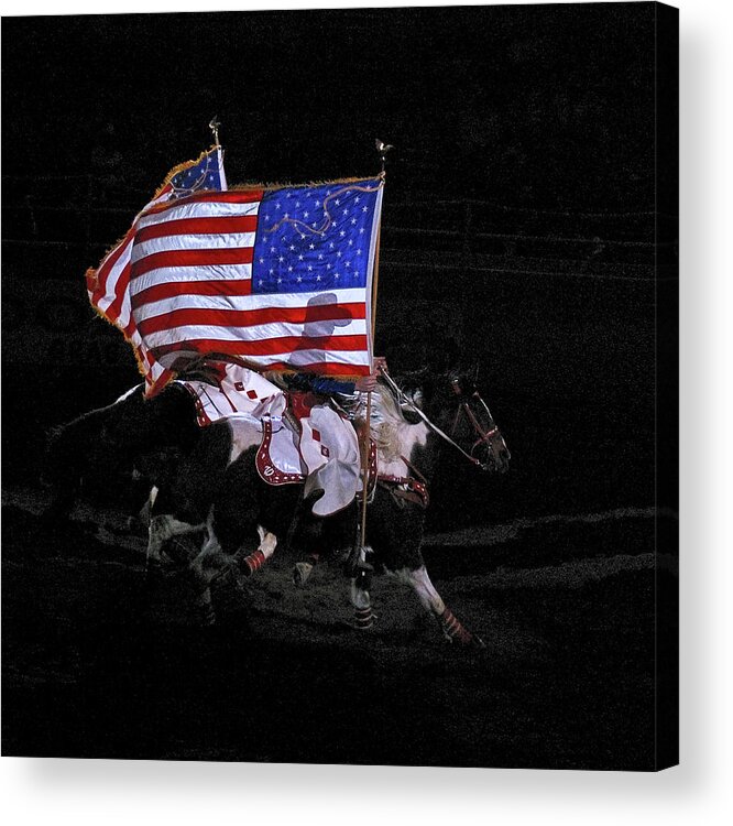 U.s. Flag Acrylic Print featuring the photograph Cowboy Patriots by Ron White