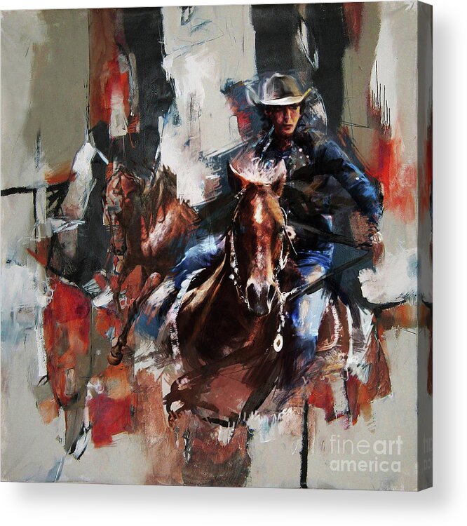 Cowgirl Acrylic Print featuring the painting Cowgirl 87U by Gull G