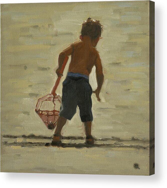 John's Ptgs Acrylic Print featuring the painting Crabin At The Beach by John Reynolds