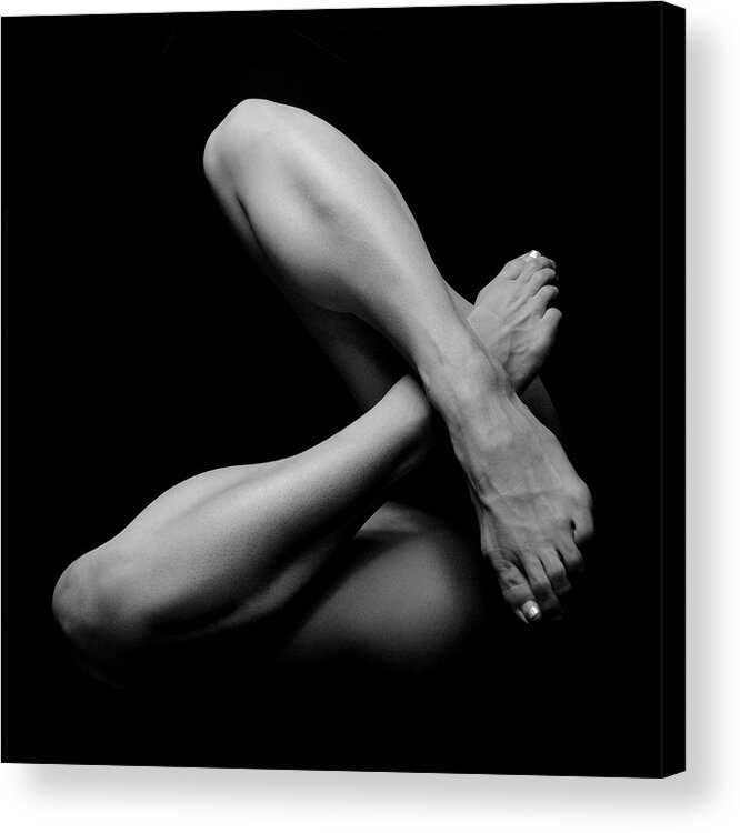 Nude Acrylic Print featuring the photograph Crossing by Mayumi Yoshimaru