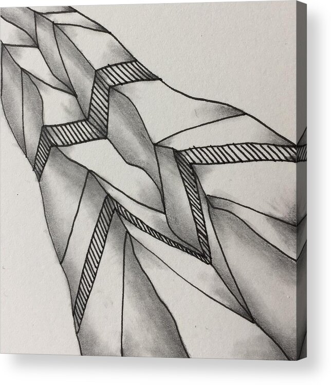 Zentangle Acrylic Print featuring the drawing Crumpled by Jan Steinle