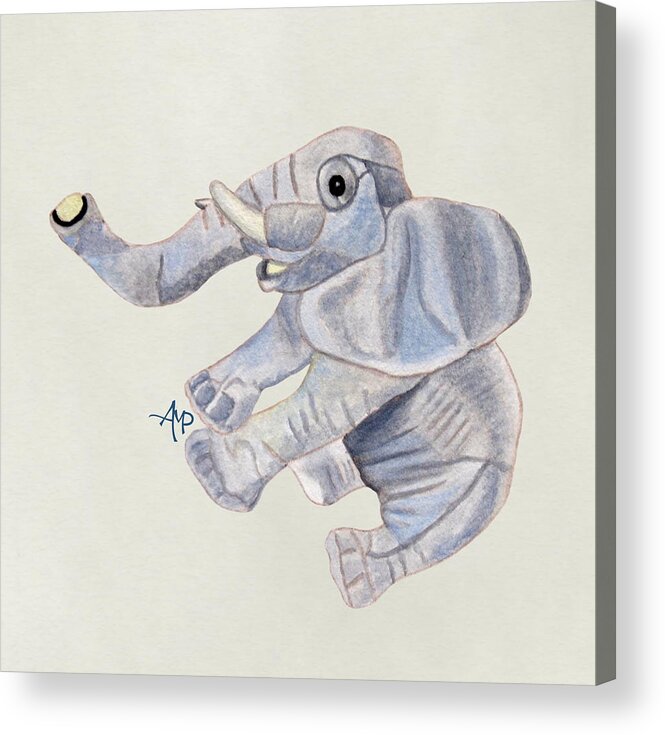 Elephant Acrylic Print featuring the painting Cuddly Elephant III by Angeles M Pomata