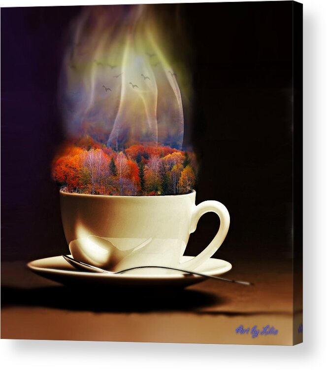 Nature Acrylic Print featuring the digital art Cup of Autumn by Lilia S