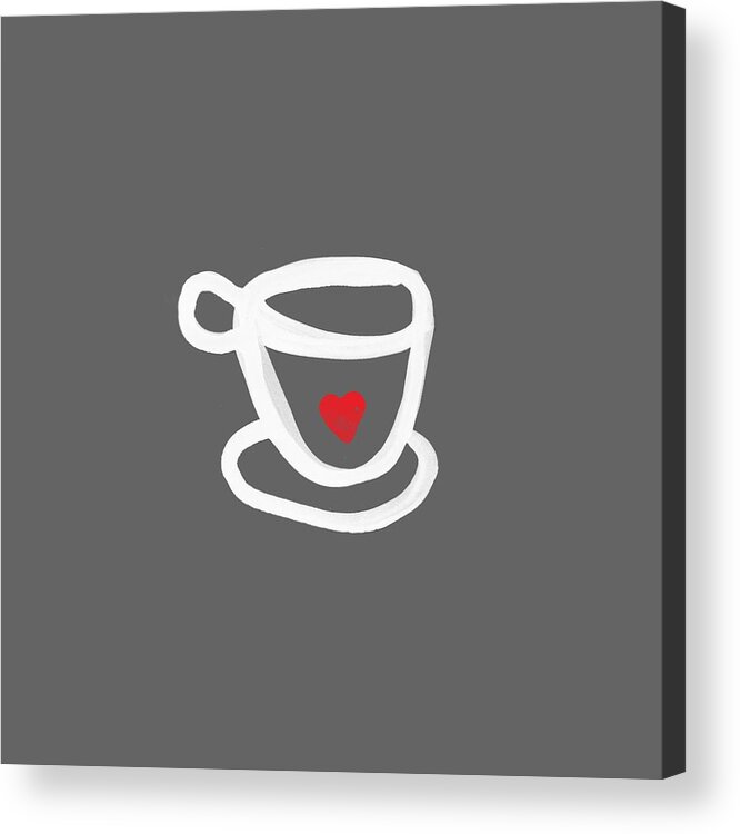 Coffee Acrylic Print featuring the painting Cup of Love- Shirt by Linda Woods