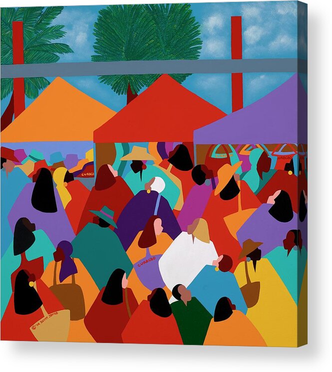 Curacao Acrylic Print featuring the painting Curacao Market by Synthia SAINT JAMES
