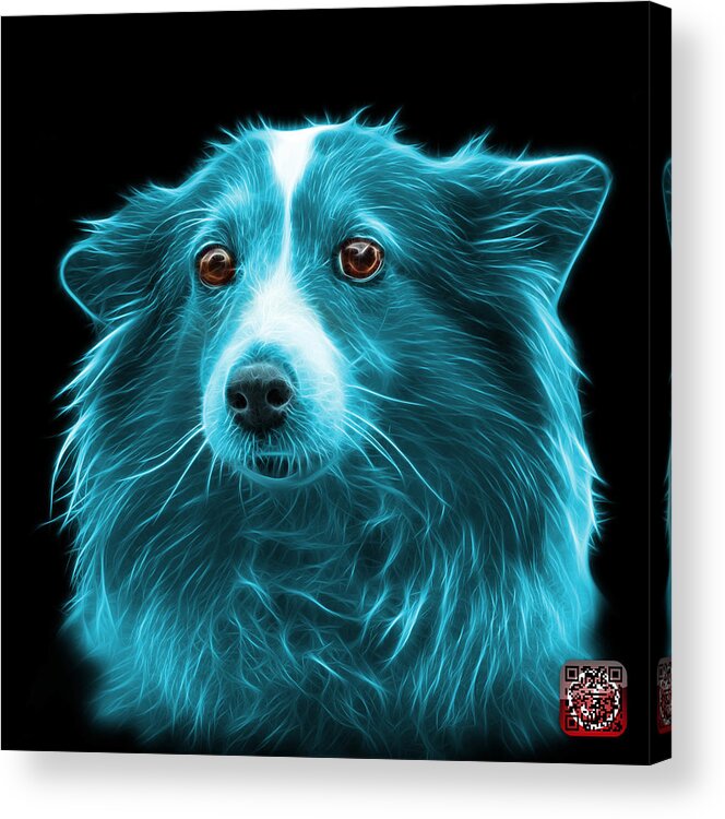 Sheltie Acrylic Print featuring the mixed media Cyan Shetland Sheepdog Dog Art 9973 - BB by James Ahn