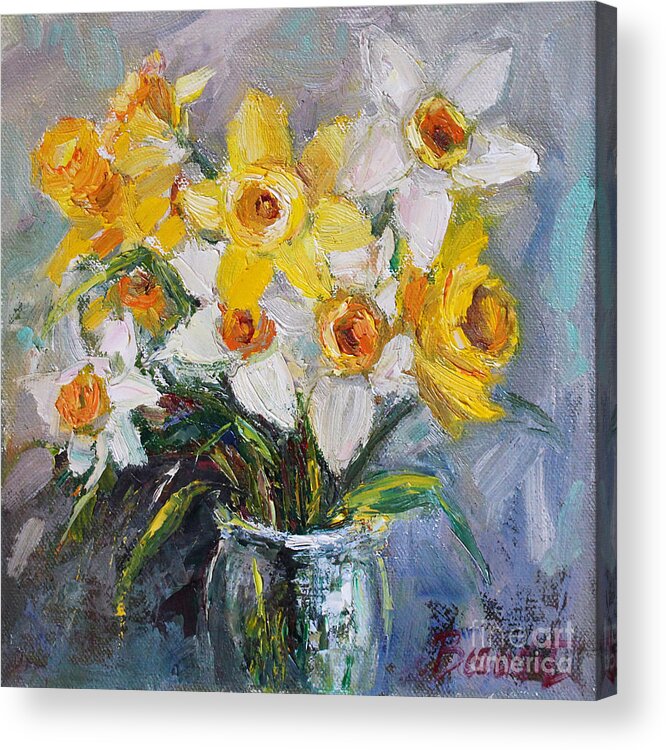 Oil Painting Acrylic Print featuring the painting Daffodil in Spring by Jennifer Beaudet