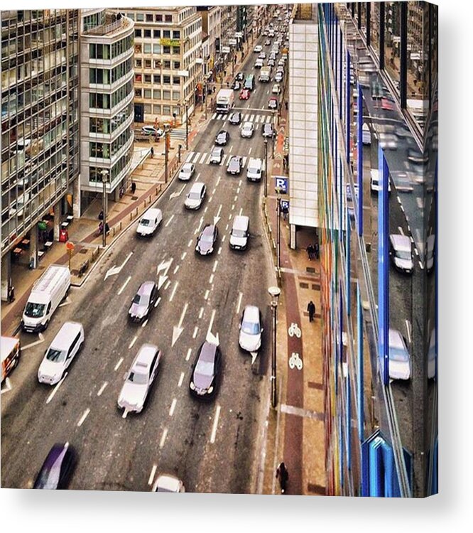 Traffic Acrylic Print featuring the photograph Daily Jam In #brussels Eu Bubble by Paolo Margari