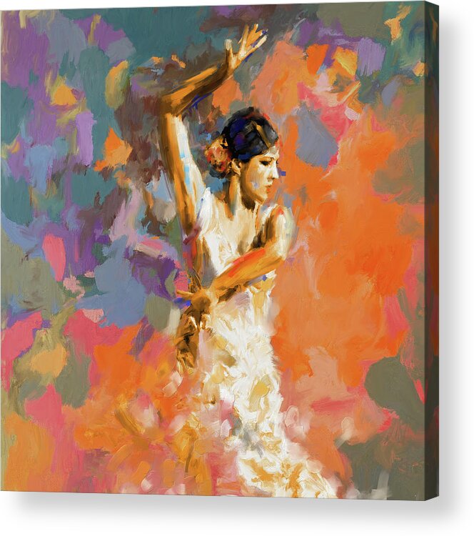 Flamenco Dancer Acrylic Print featuring the painting Dancer 283 1 by Mawra Tahreem