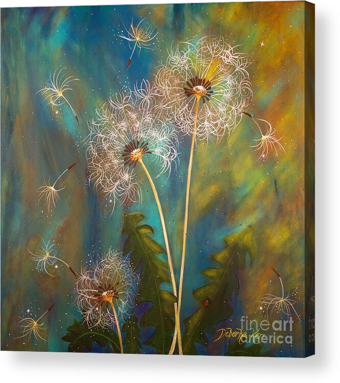 Dandelions Acrylic Print featuring the painting Dandelion Wishes by Deborha Kerr