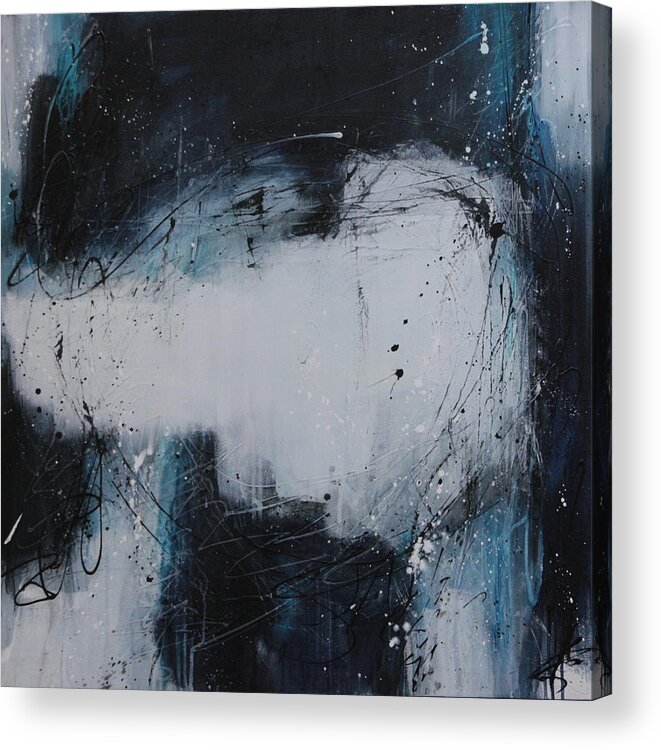 Abstract Painting In Blues Acrylic Print featuring the painting Winter Nights by Lauren Petit
