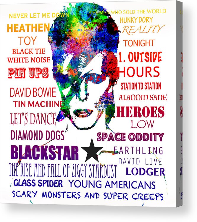 David Bowie Tribute Acrylic Print featuring the digital art David Bowie Tribute by Patricia Lintner