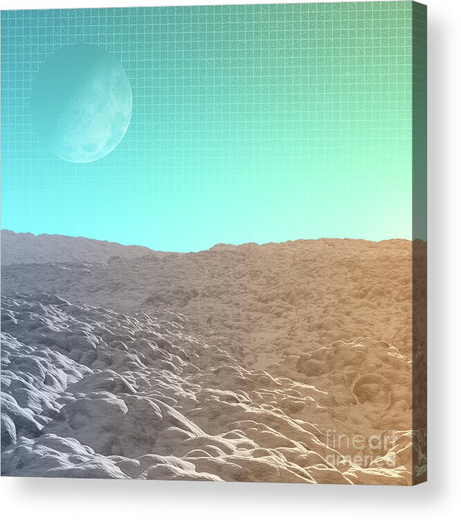 Moon Acrylic Print featuring the digital art Daylight In The Desert by Phil Perkins