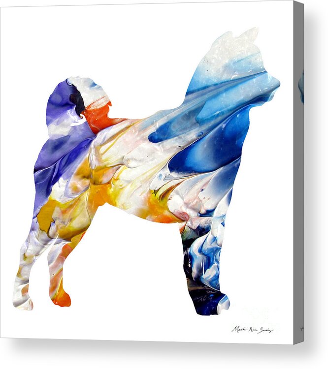 Martha Ann Sanchez Acrylic Print featuring the painting Decorative Husky Abstract O1015E by Mas Art Studio