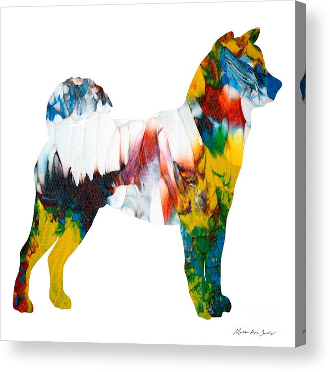 Abstract Acrylic Print featuring the painting Decorative Husky Abstract O1015M by Mas Art Studio
