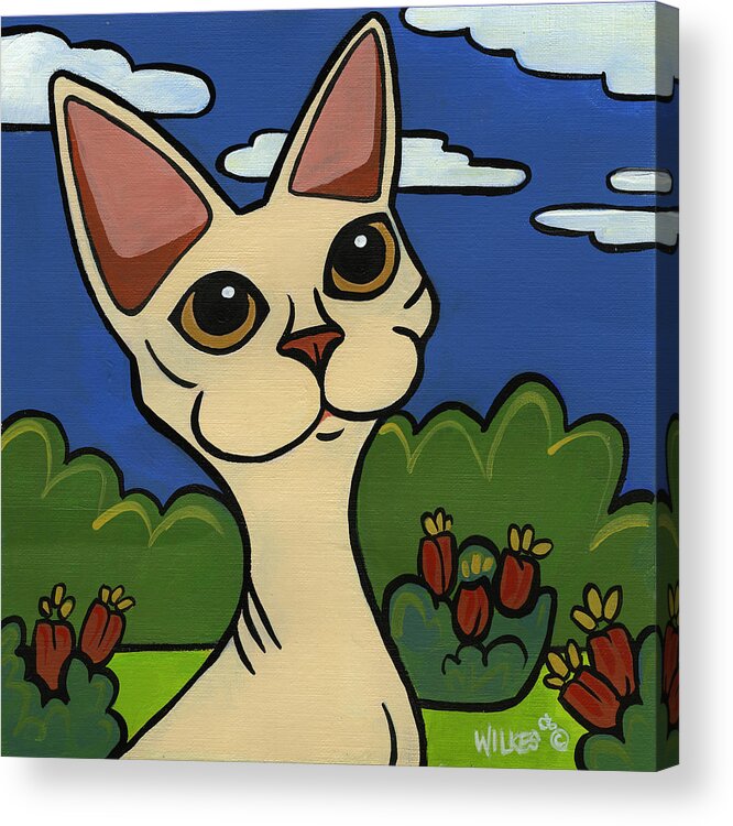 Cat Acrylic Print featuring the painting Devon Rex by Leanne Wilkes