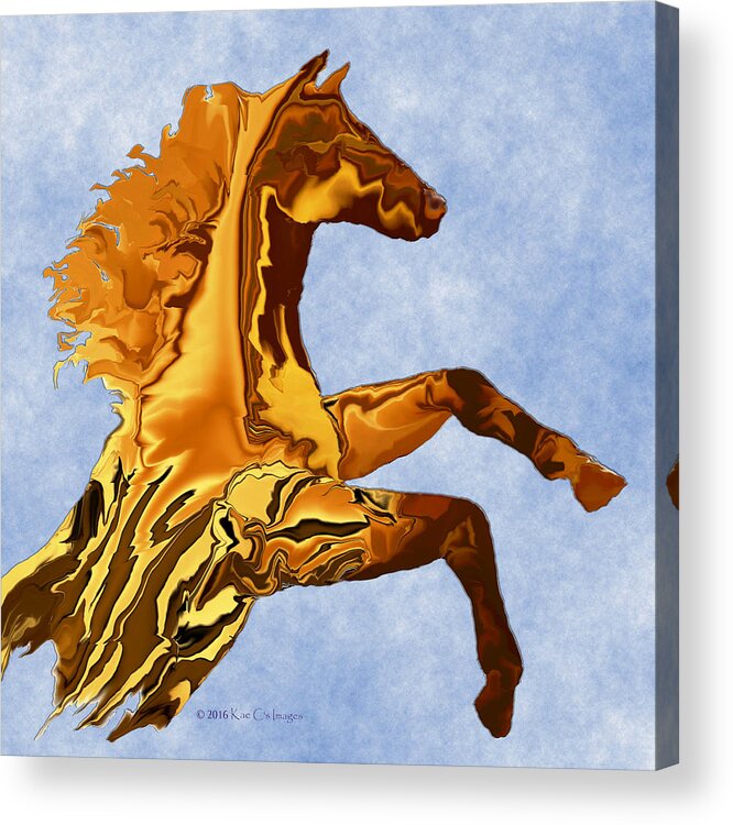 Horse Acrylic Print featuring the digital art Montana Horse 2 square by Kae Cheatham