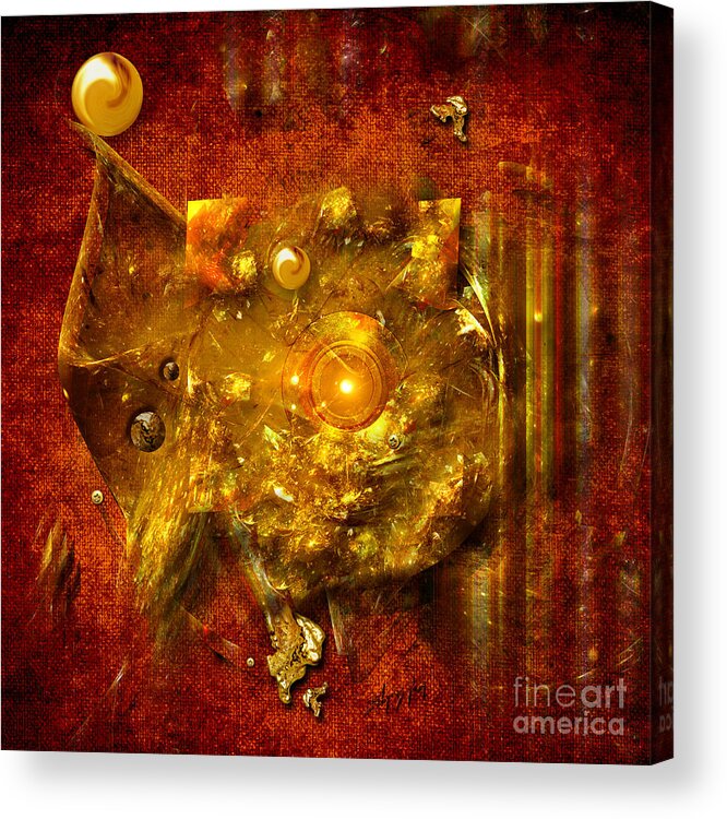 Gold Acrylic Print featuring the painting Dimension hole by Alexa Szlavics