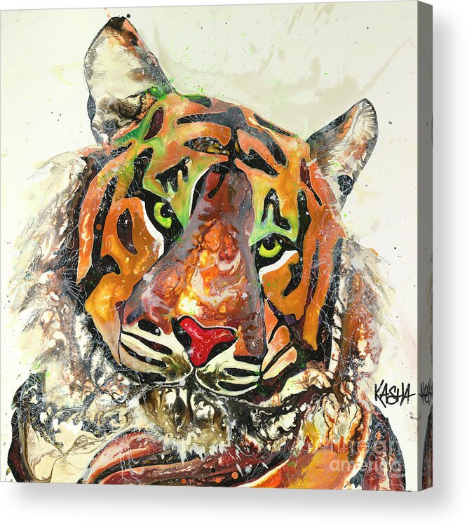 Tiger Acrylic Print featuring the painting Do Your Work by Kasha Ritter