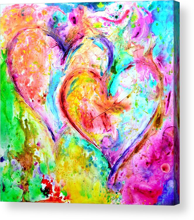 Heart Acrylic Print featuring the painting Dos Corazones by Ivan Guaderrama