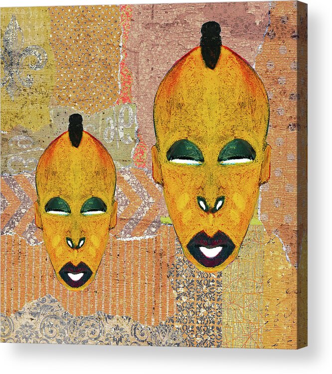 Double Acrylic Print featuring the digital art Double Mask Collage by Regina Wyatt