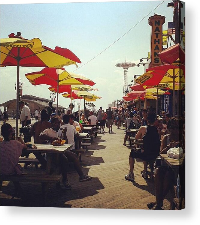 Coneyisland Acrylic Print featuring the photograph Down The Boardwalk,coney Island.photo by Shell Sheddy