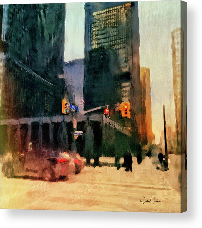 Toronto Acrylic Print featuring the digital art Downtown Toronto King and Bay by Nicky Jameson