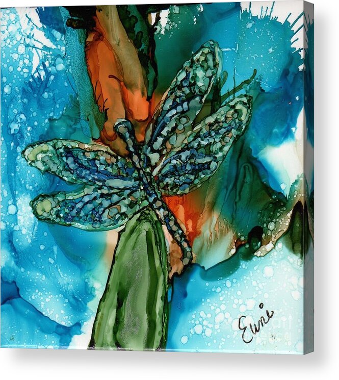 Dragonfly Acrylic Print featuring the painting Dragonfly by Eunice Warfel