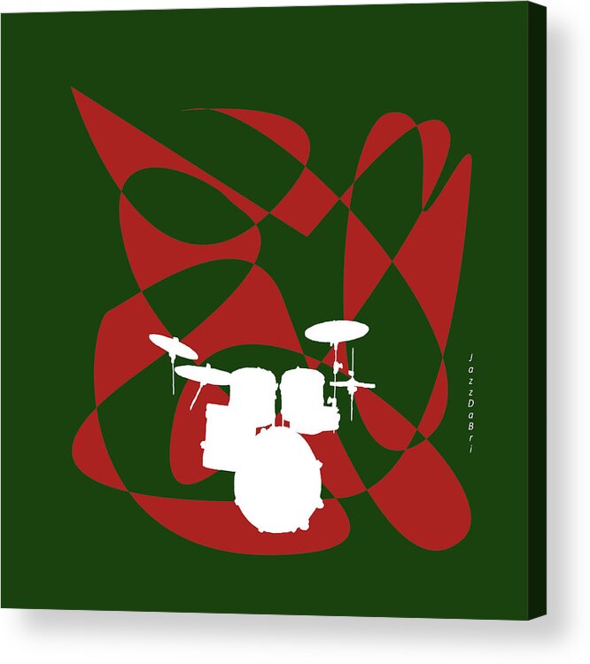Drum Teacher Acrylic Print featuring the digital art Drums in Green Strife by David Bridburg