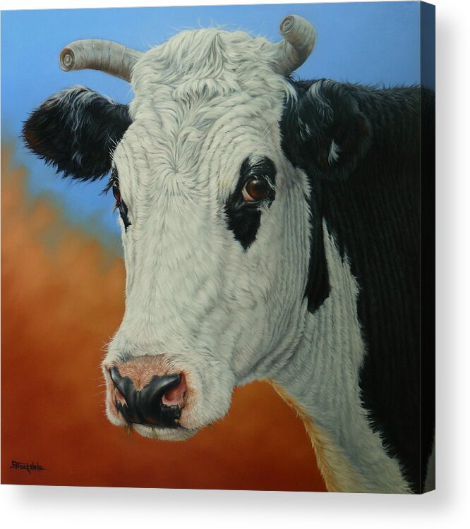Cows Acrylic Print featuring the painting Dust Storm-Portrait of Pet by Margaret Stockdale