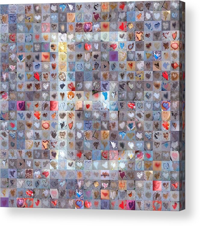 Hearts Acrylic Print featuring the digital art E in Confetti by Boy Sees Hearts