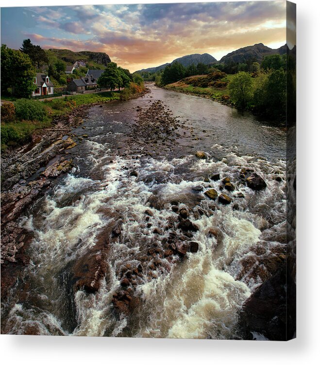 Rock Acrylic Print featuring the photograph Early morning at Poolewe, Scotland by Jaroslaw Blaminsky