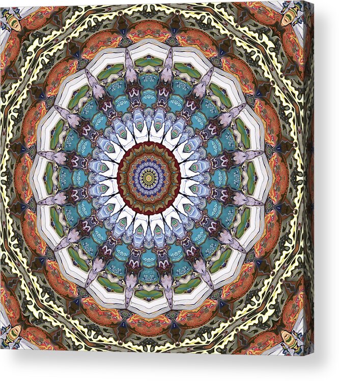 Earth Tones Acrylic Print featuring the digital art Earth Tones Mandala by Phil Perkins
