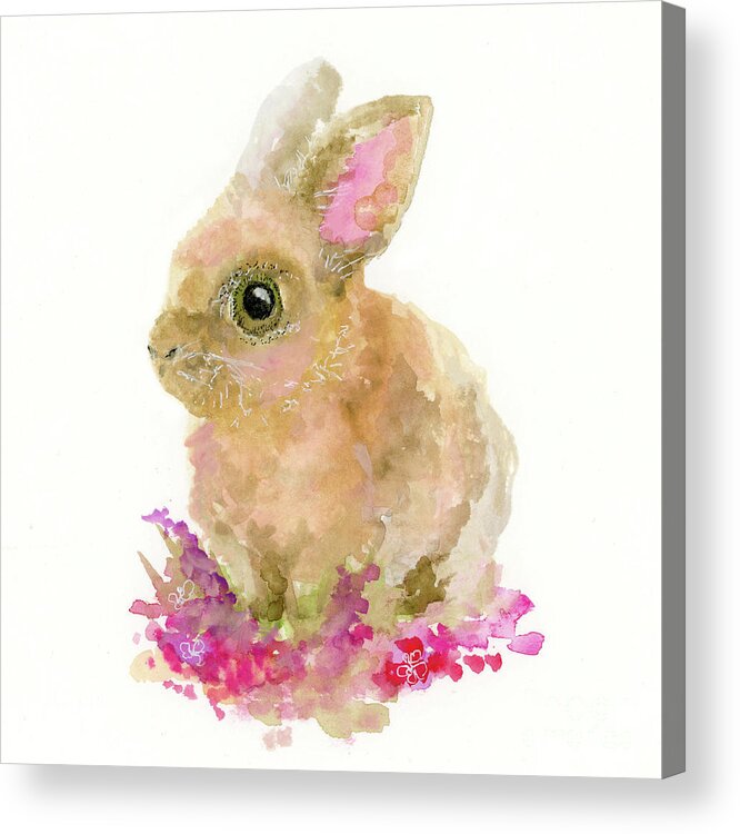 Easter Acrylic Print featuring the painting Easter Bunny by Lauren Heller
