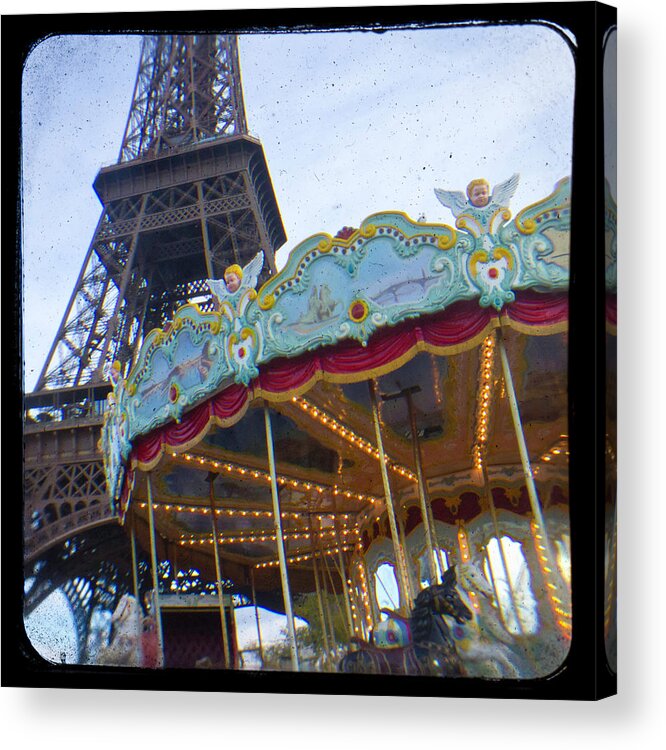 Paris Acrylic Print featuring the photograph Eiffel Tower Carousel TTV by Melanie Alexandra Price