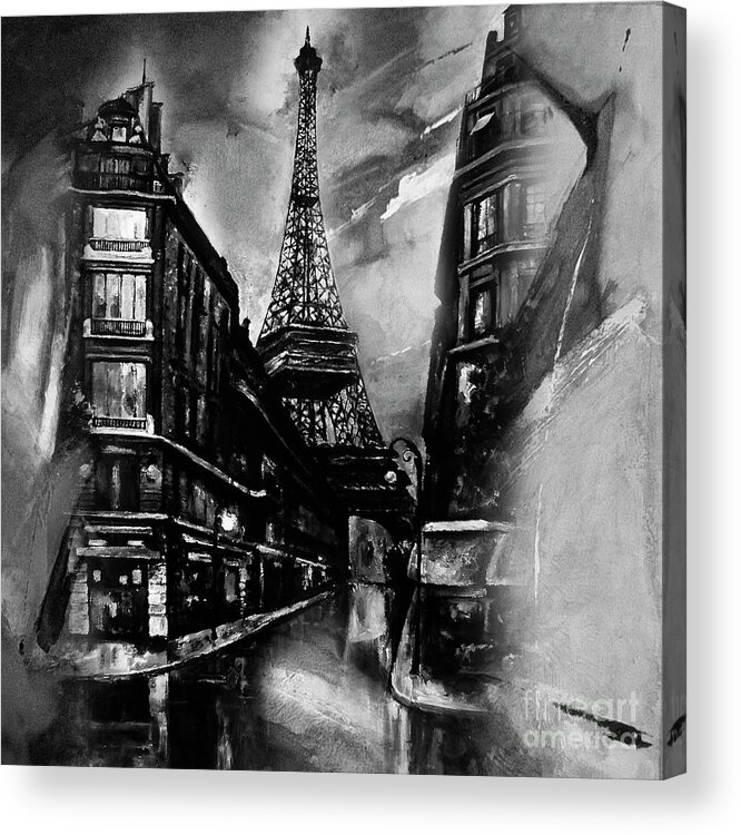 Paris Eiffel Tower Painting Acrylic Print featuring the painting Eiffel Tower Paris 01 by Gull G