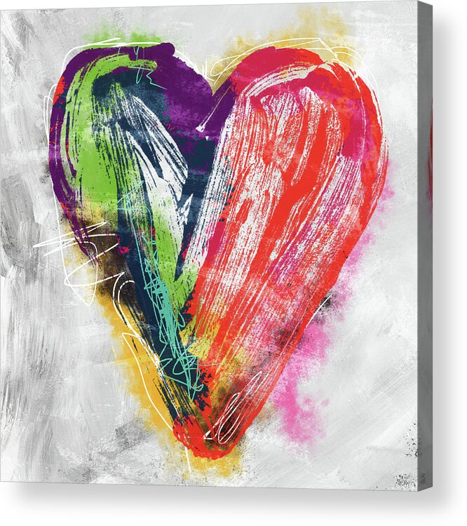 Heart Acrylic Print featuring the mixed media Electric Love- Expressionist Art by Linda Woods by Linda Woods