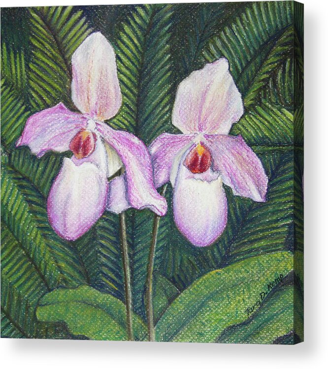 Orchid Acrylic Print featuring the pastel Elegant Orchid Twins by Tara D Kemp