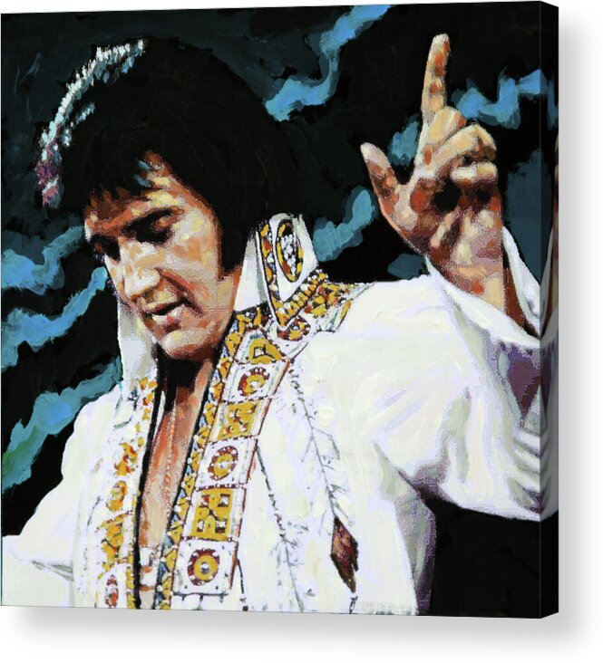Elvis Presley Acrylic Print featuring the painting Elvis - How Great Thou Art by John Lautermilch