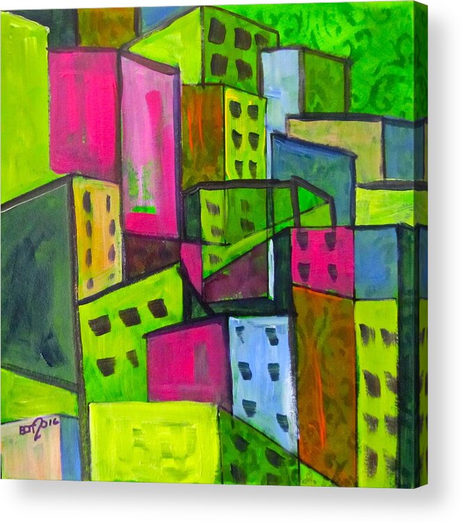City Acrylic Print featuring the painting Emerald City by Barbara O'Toole