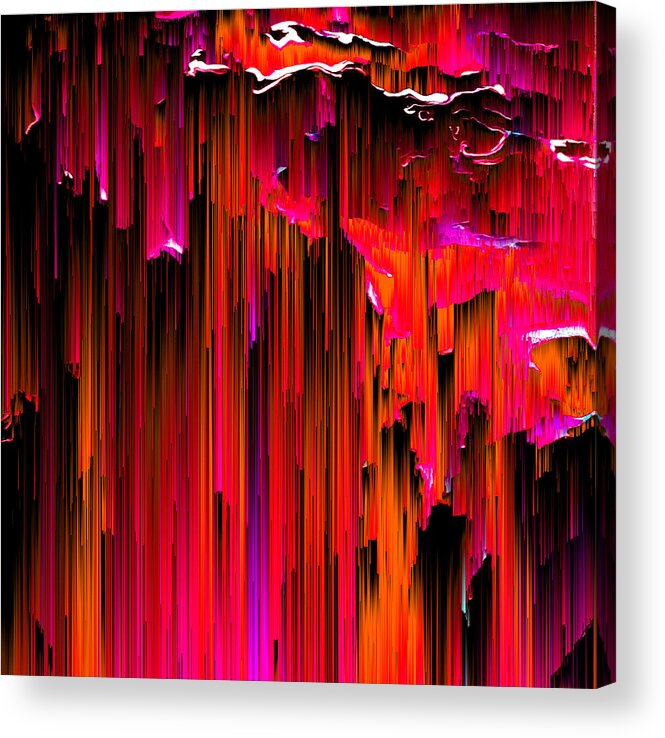 Glitch Acrylic Print featuring the digital art En Rouge - Pixel Art by Jennifer Walsh