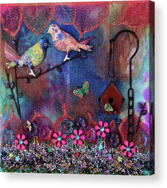 Patchwork Acrylic Print featuring the mixed media Enchanted Patchwork by Donna Blackhall