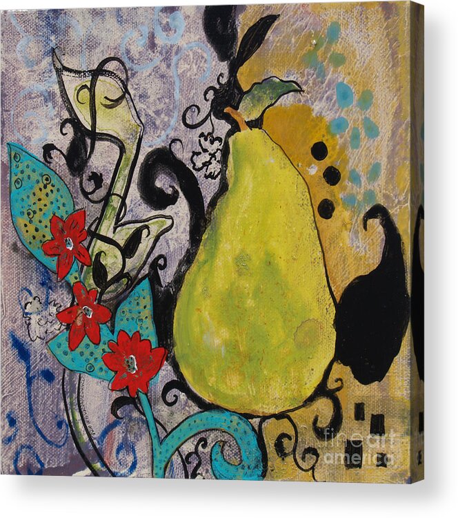 Pear Acrylic Print featuring the painting Enchanted Pear by Robin Pedrero